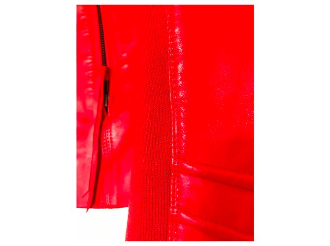 One step Bikerjacke aus rotem Lammleder - Ansicht 3