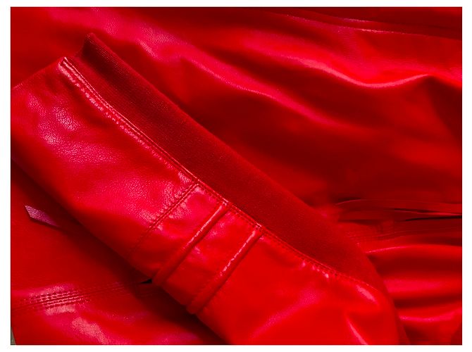 One step Bikerjacke aus rotem Lammleder - Ansicht 5