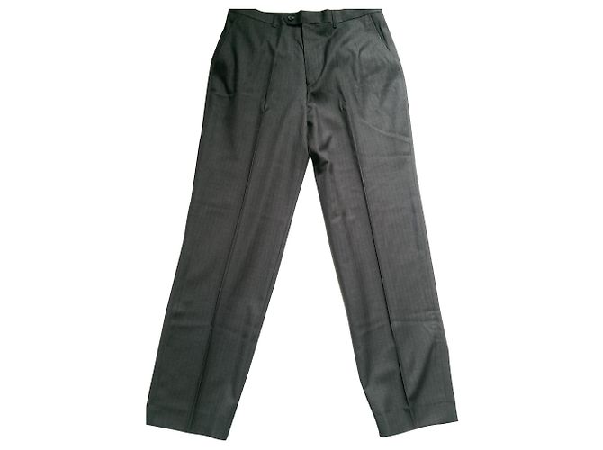 Giorgio Armani Grey Wool Striped Suit Trousers - view 2