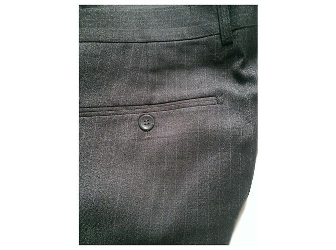 Giorgio Armani Grey Wool Striped Suit Trousers - view 4