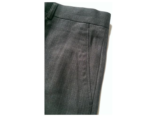 Giorgio Armani Grey Wool Striped Suit Trousers - view 5