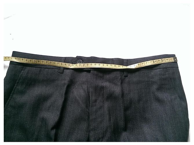 Giorgio Armani Grey Wool Striped Suit Trousers - view 8