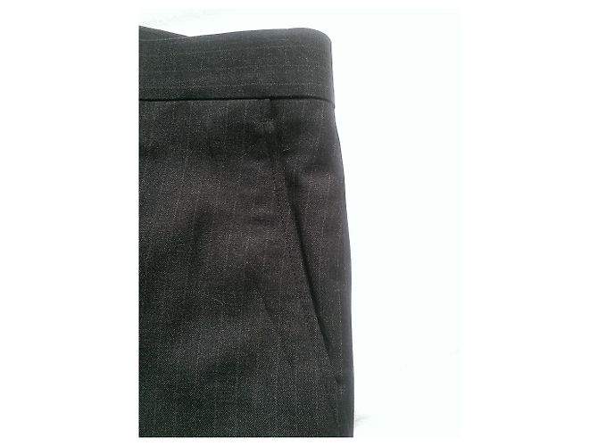 Giorgio Armani Grey Wool Striped Suit Trousers - view 3