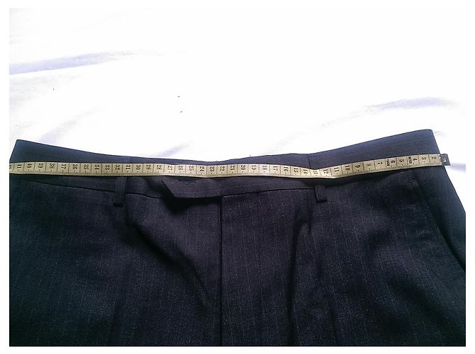 Giorgio Armani Grey Wool Striped Suit Trousers - view 5