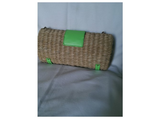Borsa Kate Spade in pelle verde e vimini - vista 2