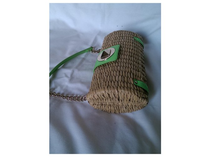 Borsa Kate Spade in pelle verde e vimini - vista 4