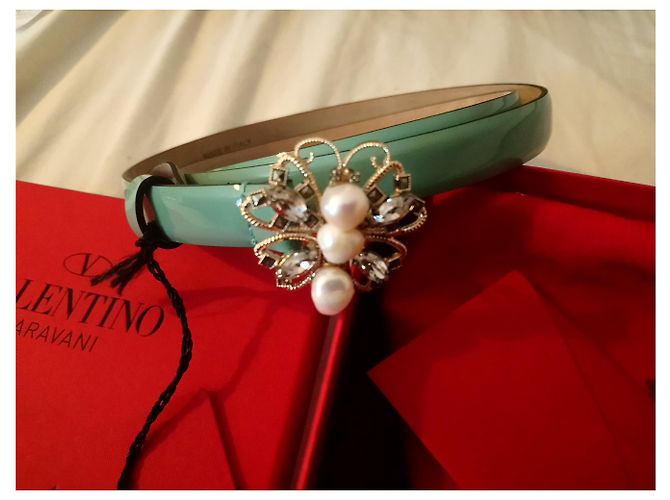 Valentino Lackledergürtel Schmetterling Bow Hellgrün - Ansicht 4