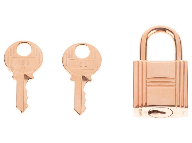 Hermès Lucchetto dorato di Hermes per borse Birkin in oro kelly, nuova condizione con 2 chiavi e custodia originale! - vista 3