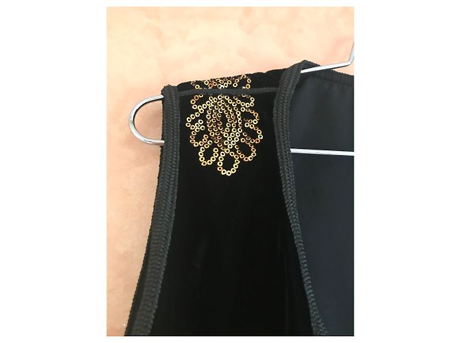Autre Marque Weste aus schwarzem Samt und goldener Verzierung an den Schultern - Ansicht 3
