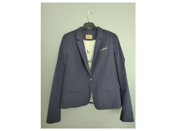 Giacca da abito Ikks Blu navy a righe Cotone Taglia 44 Bianco Blu scuro - vista 11
