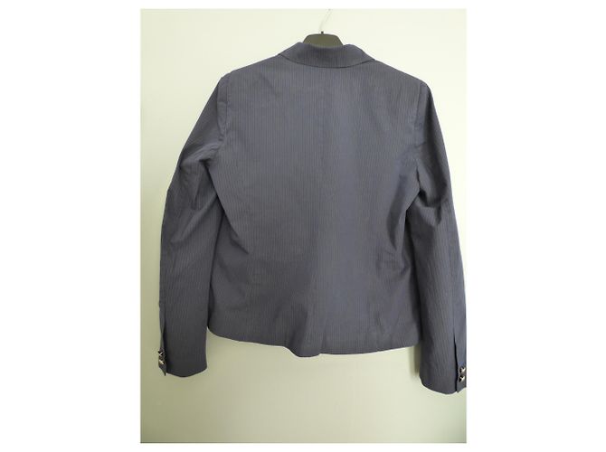Giacca da abito Ikks Blu navy a righe Cotone Taglia 44 Bianco Blu scuro - vista 12