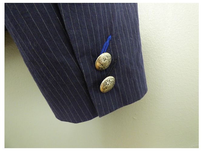 Giacca da abito Ikks Blu navy a righe Cotone Taglia 44 Bianco Blu scuro - vista 13
