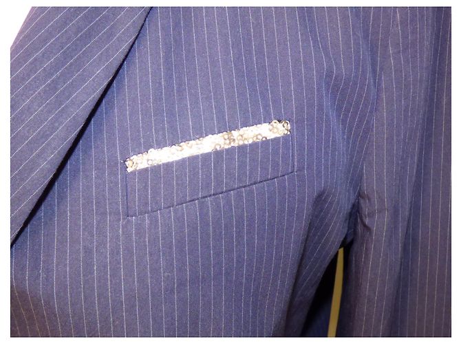 Giacca da abito Ikks Blu navy a righe Cotone Taglia 44 Bianco Blu scuro - vista 4