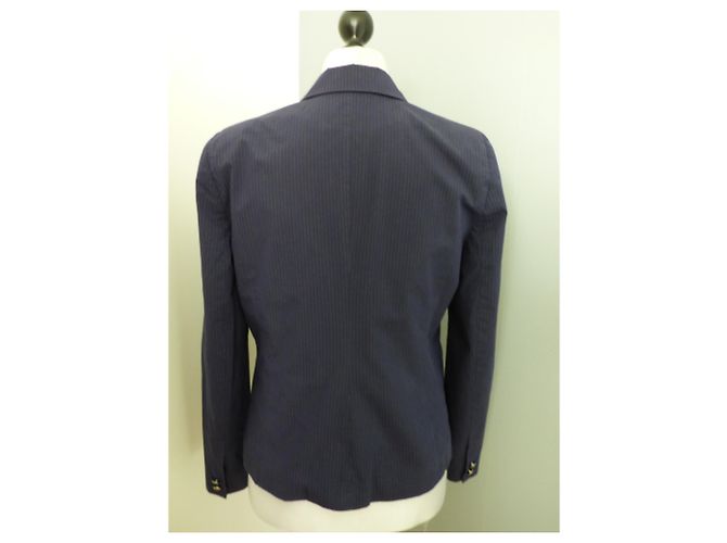 Giacca da abito Ikks Blu navy a righe Cotone Taglia 44 Bianco Blu scuro - vista 6