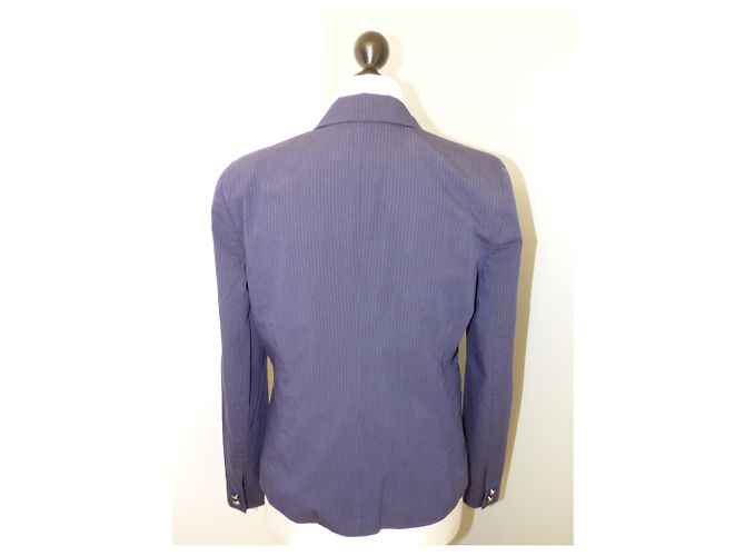 Giacca da abito Ikks Blu navy a righe Cotone Taglia 44 Bianco Blu scuro - vista 7