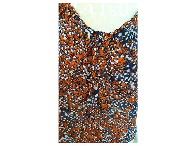 Sandro Seidenbluse Rot Weiß Marine Look - Ansicht 4