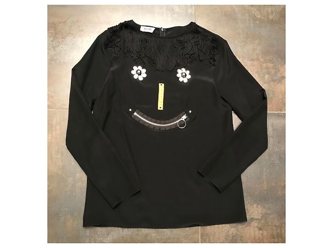 Camicetta Moschino Cheap And Chic in seta nera Nero - vista 4