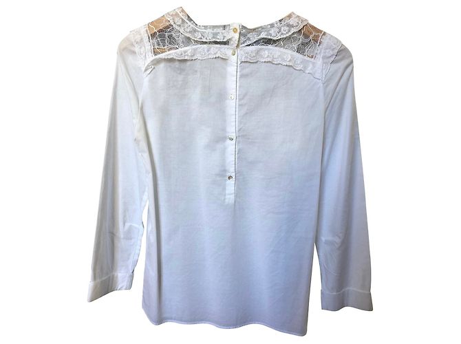Blusa Maje de algodón blanco y encaje - vista 2