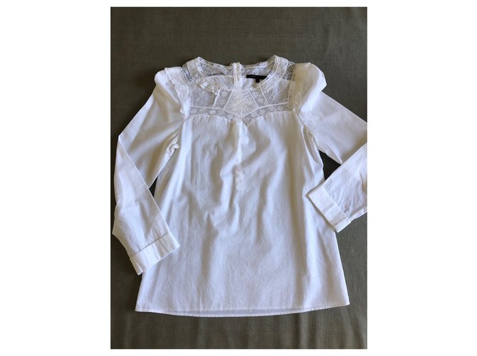 Blusa Maje de algodón blanco y encaje - vista 3