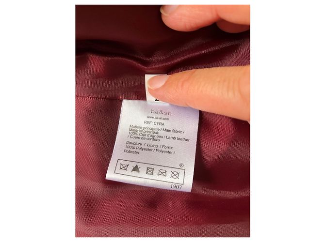 Chaqueta trapecio Bash Cyra en cuero burdeos - vista 5