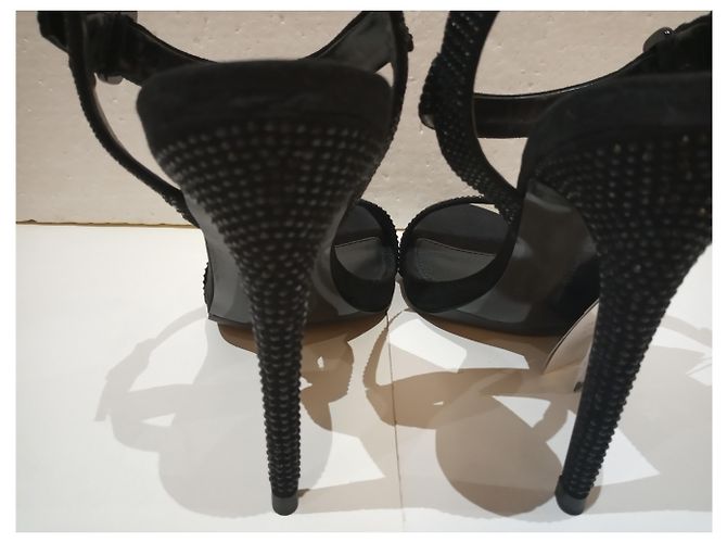Sandali Zara con tacco alto neri con strass 38 Nero - vista 10