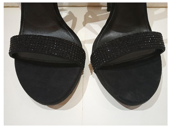 Sandali Zara con tacco alto neri con strass 38 Nero - vista 3