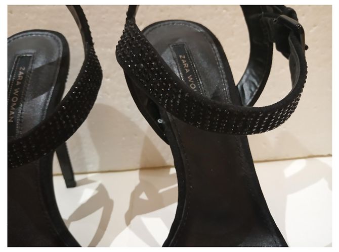 Sandali Zara con tacco alto neri con strass 38 Nero - vista 6