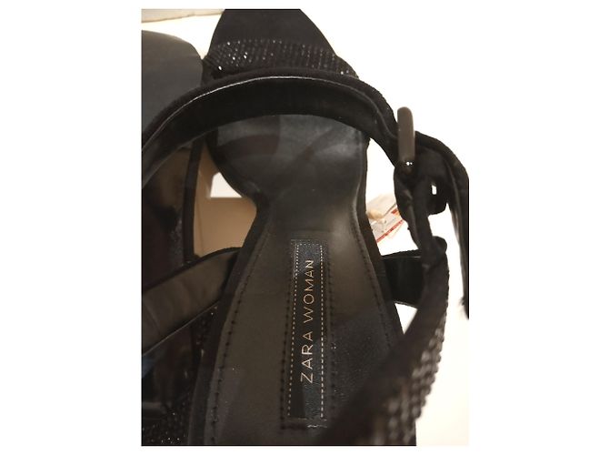 Sandali Zara con tacco alto neri con strass 38 Nero - vista 7