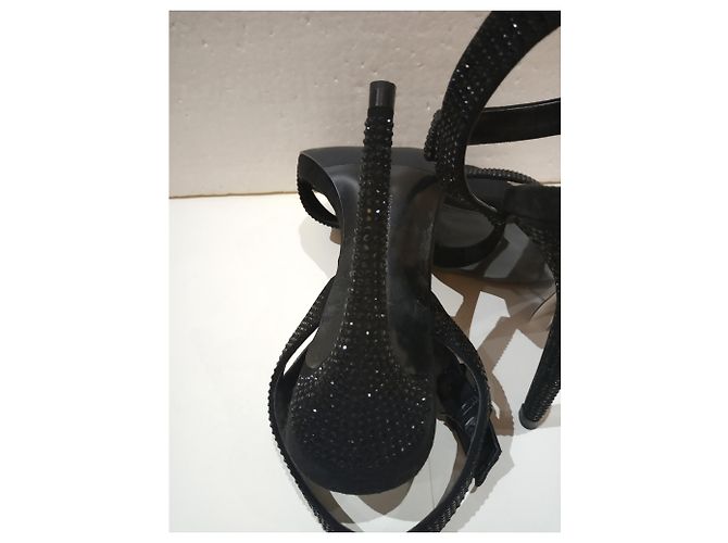 Sandali Zara con tacco alto neri con strass 38 Nero - vista 9