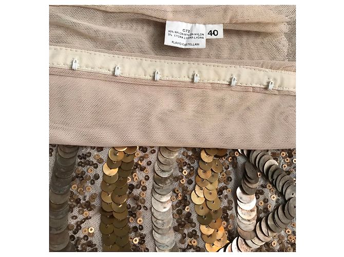 Abito Flavio Castellani in tulle beige e oro D'oro - vista 5