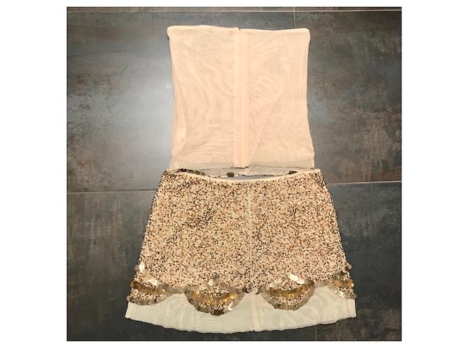 Abito Flavio Castellani in tulle beige e oro D'oro - vista 7