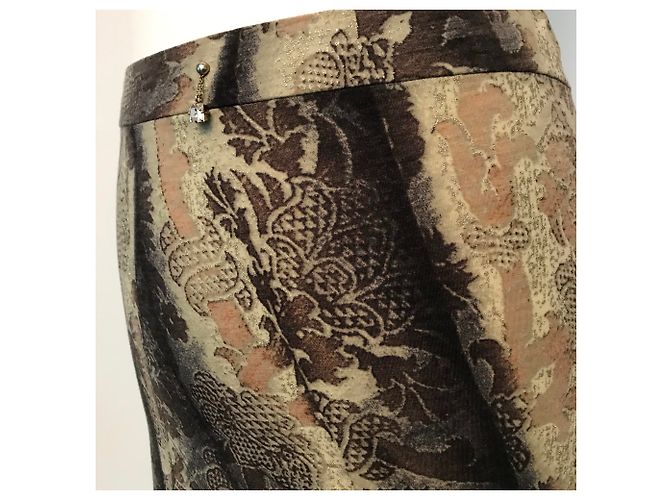 Falda Roberto Cavalli Gris Marrón Caqui Lana Castaño - vista 4