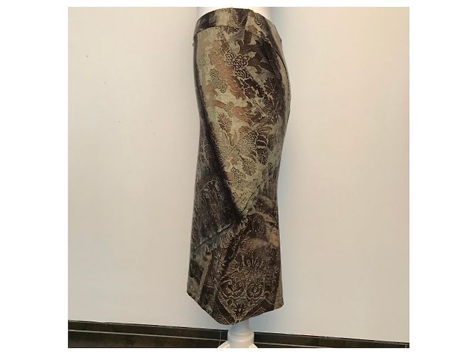 Falda Roberto Cavalli Gris Marrón Caqui Lana Castaño - vista 5