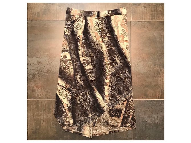 Falda Roberto Cavalli Gris Marrón Caqui Lana Castaño - vista 6