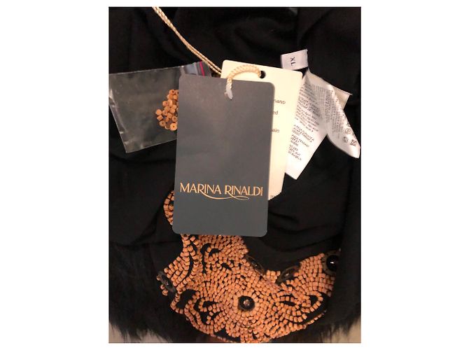 Camiseta Marina Rinaldi de algodón negro con cuentas marrones - vista 4