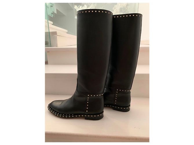 Valentino Rockstud Lederstiefel Schwarz Größe 41 - Ansicht 3
