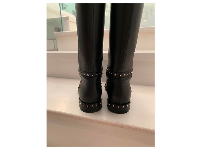 Valentino Rockstud Lederstiefel Schwarz Größe 41 - Ansicht 4