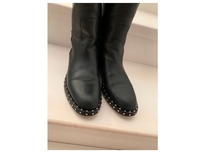 Valentino Rockstud Lederstiefel Schwarz Größe 41 - Ansicht 5