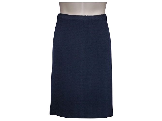 Falda Chanel de tweed de lana azul - vista 3