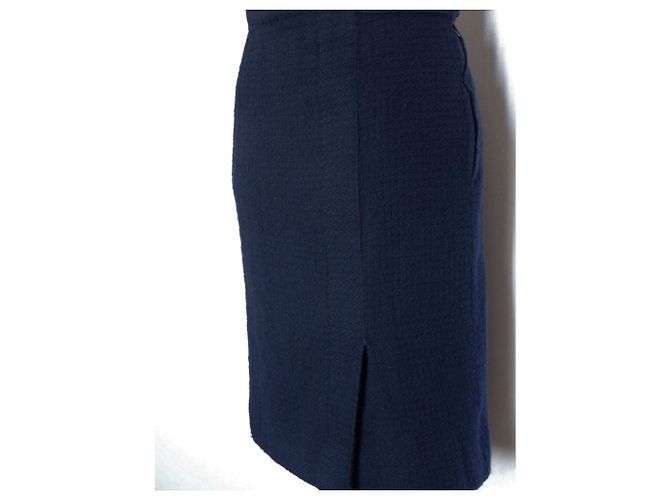 Falda Chanel de tweed de lana azul - vista 4
