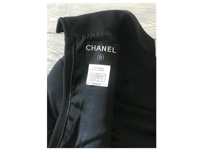 Chanel Jacke aus schwarzer Wolle mit Strass bestickt Silber - Ansicht 7