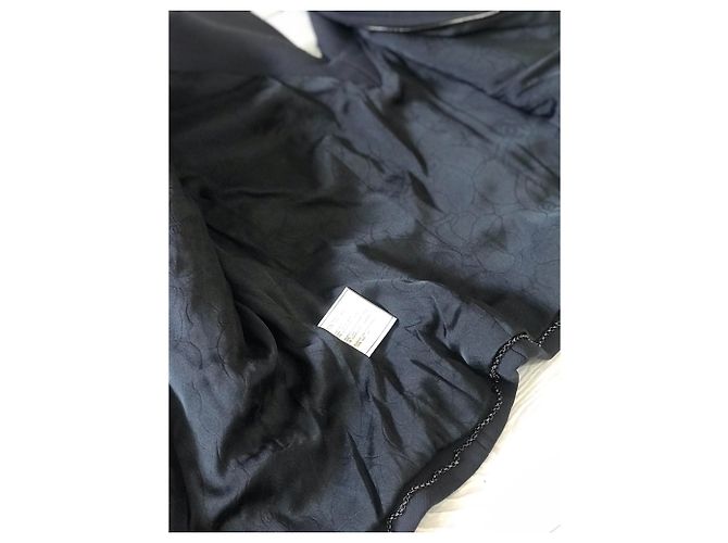 Chanel Jacke aus schwarzer Wolle mit Strass bestickt Silber - Ansicht 8