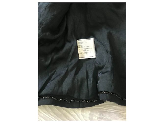 Chanel Jacke aus schwarzer Wolle mit Strass bestickt Silber - Ansicht 9