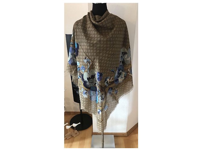 SCIARPA GUCCI BLU FLOREALE NOVITÀ - vista 3
