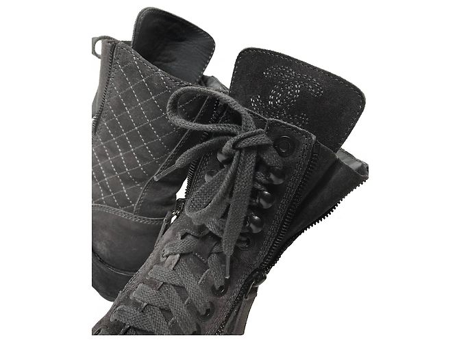 Chanel Kampfstiefel mit Box Anthrazitgrau - Ansicht 14