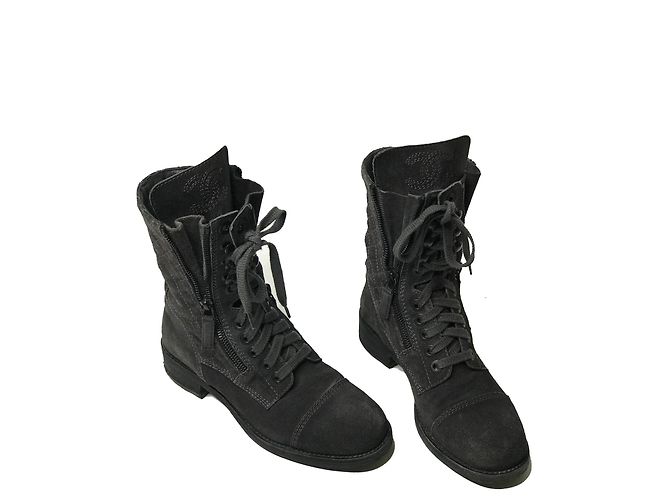 Chanel Kampfstiefel mit Box Anthrazitgrau - Ansicht 15