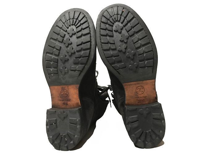 Chanel Kampfstiefel mit Box Anthrazitgrau - Ansicht 9