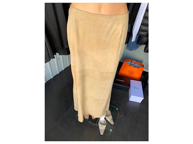 Falda larga de ante Christian Dior Beige - vista 4