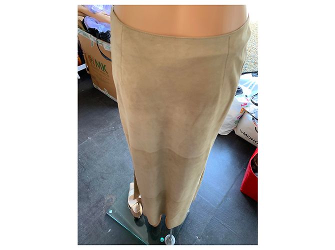 Falda larga de ante Christian Dior Beige - vista 5