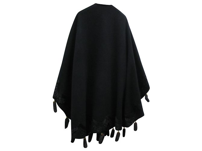 Autre Marque Capa de lã e caxemira com renda e vison Preto - vista 2